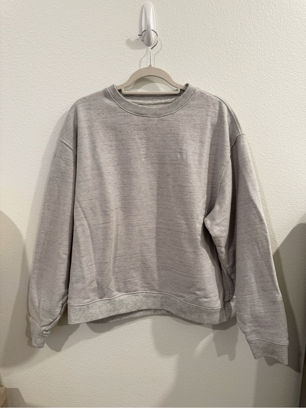 SET Active Heavyweight Sweats Crewneck Light Gray 100% Cotton Size Large - Picture 2 of 6